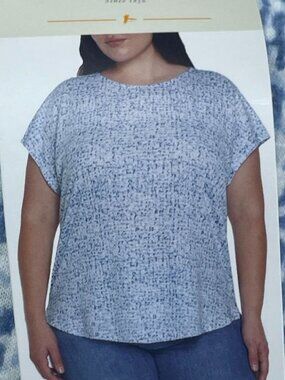Orvis Classic Collection Blue Textured Top Women’s XL Linen Blend d0810